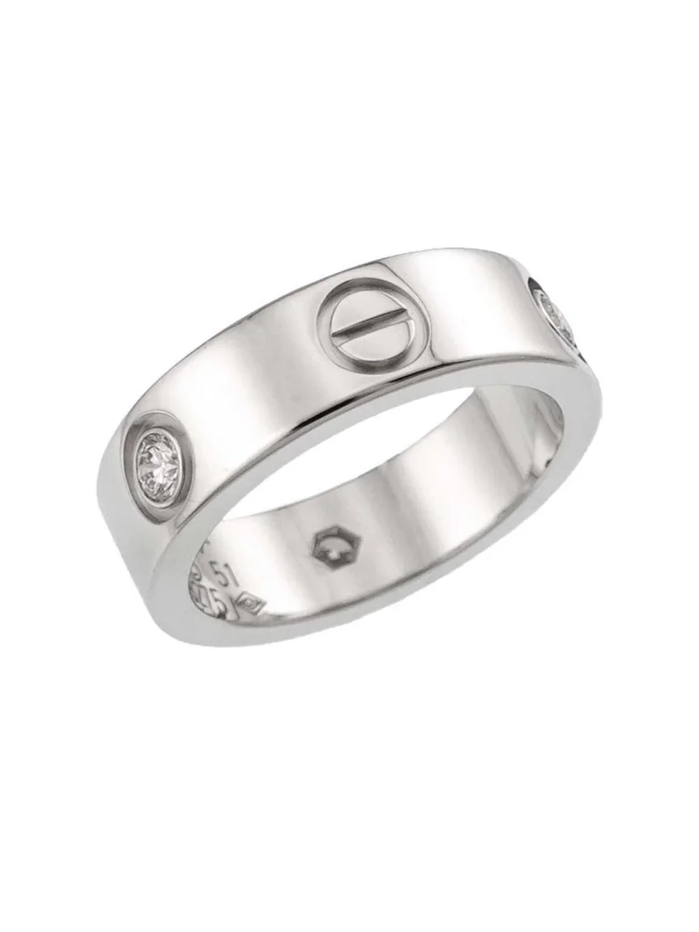 Cartier Love 51 Ring Half Diamond 18k WG White Gold 750